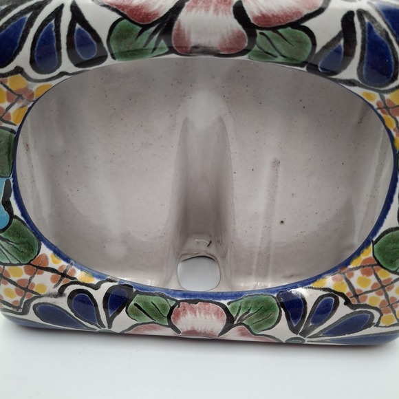 Mexican Talavera Hand-Painted Tabletop Picture Frame Floral Signed Mexi Anel - Picture 3 of 12